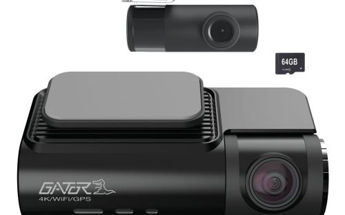 4K UHD SMART WIFI DASH CAM WITH 1080P FHD REAR CAMERA & HARD WIRE KIT - 64GB